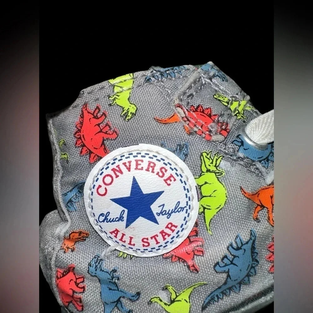 CONVERSE KIDS DINOVERSE DINOSAUR PRINT IV HI SNEAKERS SHOES size 7 - Picture 5 of 10